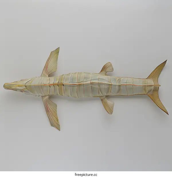 Wooden Fish Sculpture on White Background
