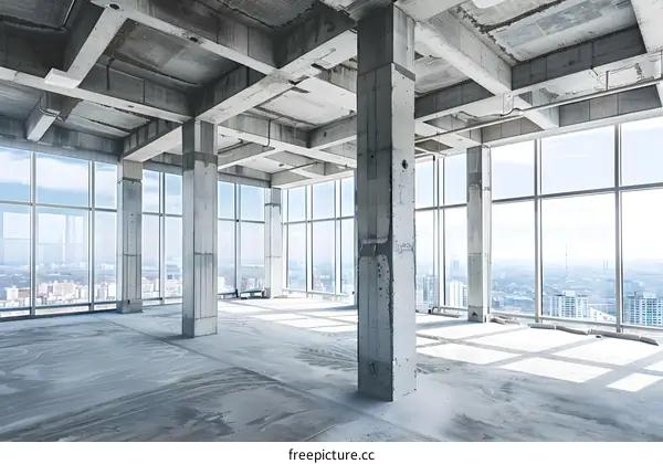 Empty Interior of a Modern Building Under Construction