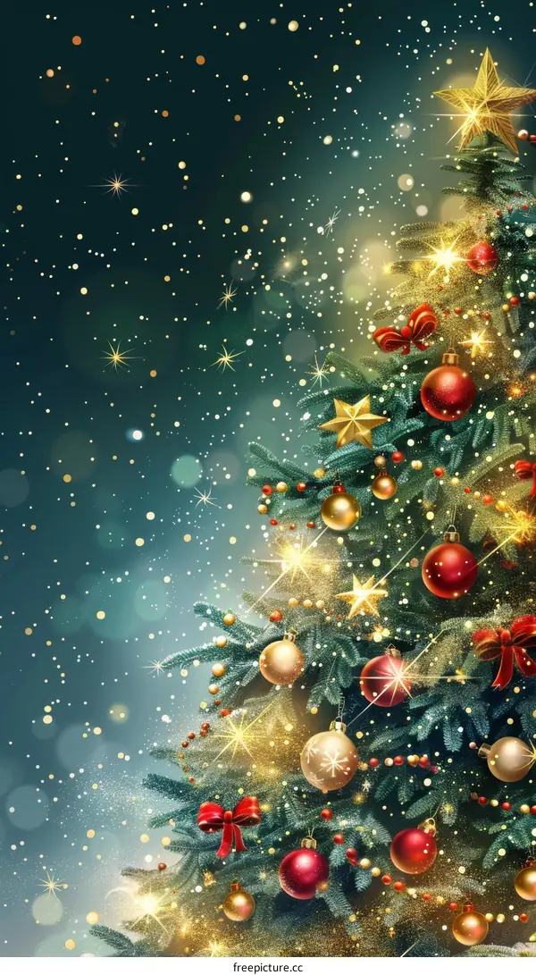 Christmas Tree with Vibrant Decorations and Presents