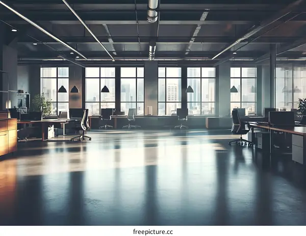 Modern Office Space with Cityscape View