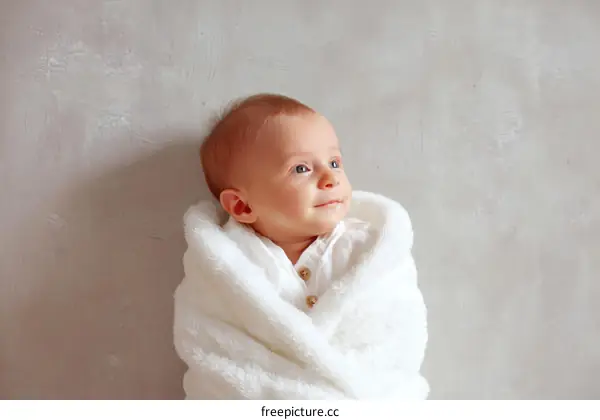 Adorable Baby Wrapped in a Soft Blanket