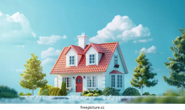 Small cozy house with a red roof