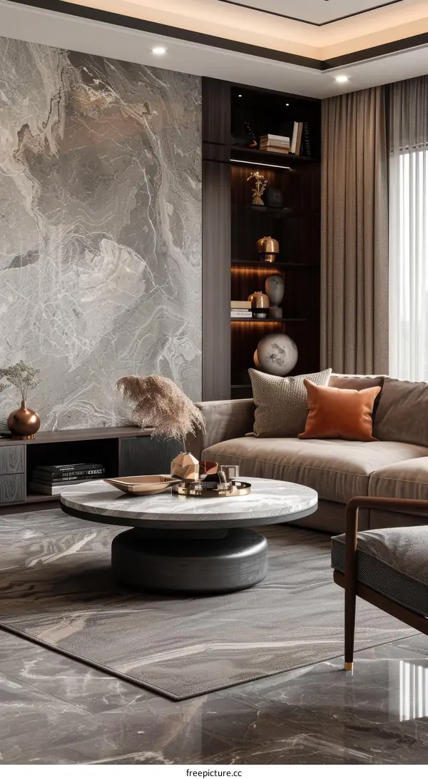 Modern and Stylish Living Room with Comfortable Sofa and Coffee Table