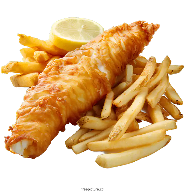 [Transparent Background PNG]Crispy Fried Fish and French Fries