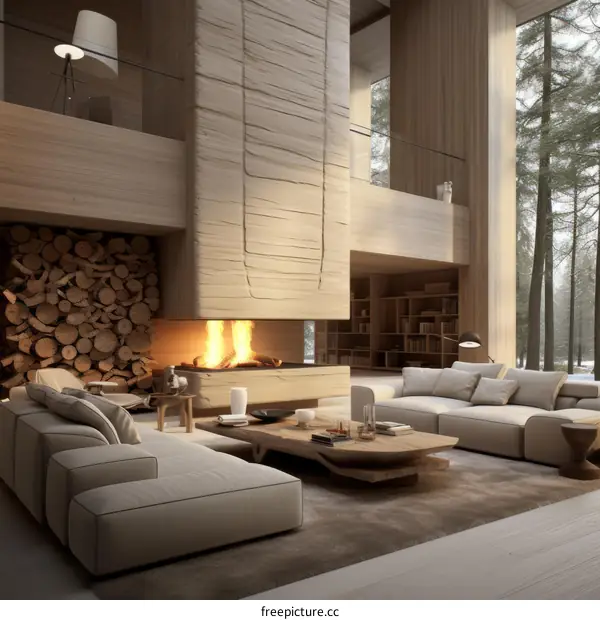 Modern Minimalist Living Room With Fireplace (Key Features)