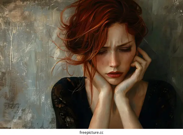 Portrait of a young woman with red hair