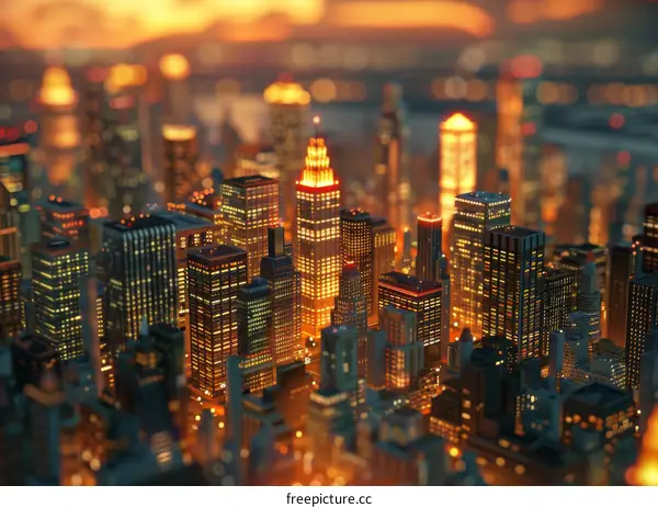 Night City Skyline Digital Art