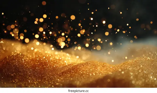 Golden Glitter Background with Bokeh