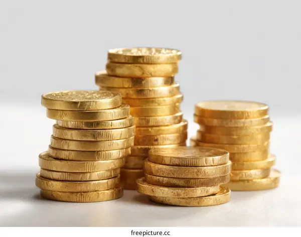 Golden Coins Stacked in a Row