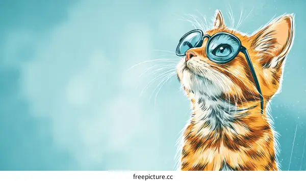 A Cute Cat Wearing Sunglasses Illustration