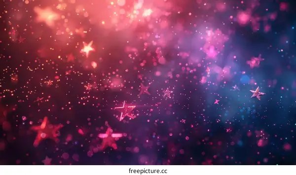Pink and purple abstract background with shiny stars