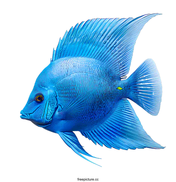 [Transparent Background PNG]Blue Fish on White Background