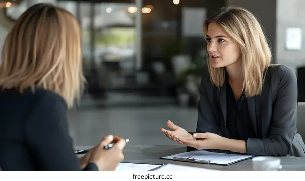 Business Meeting Two Caucasian Women