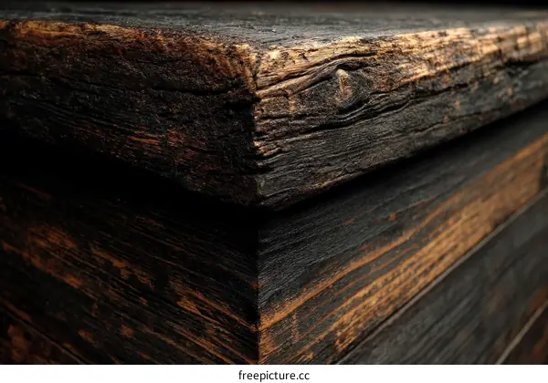 Charred Wood Corner Close Up