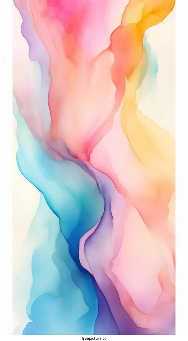 Colorful watercolor painting with a fluid abstract design