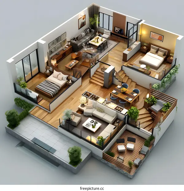 3D Isometric House Interior Design