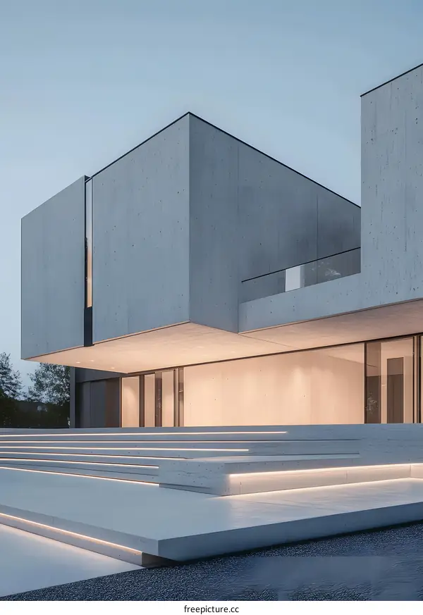 Modern Concrete House with Steps and Minimalist Design