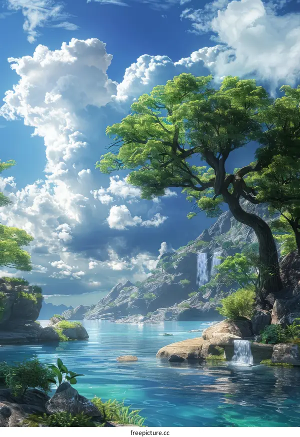 Tranquil Fantasy Forest Lake