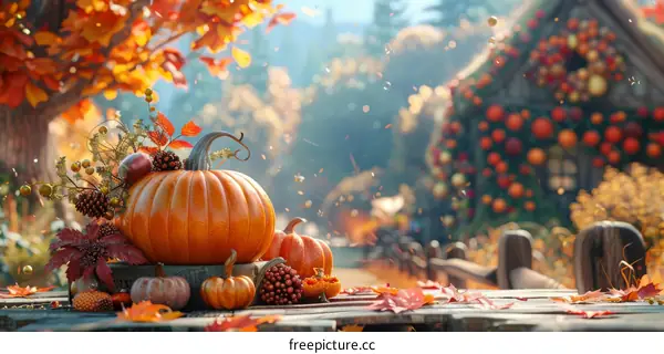 Autumn Harvest Pumpkin Still Life