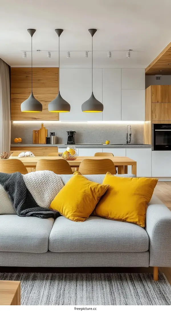 Modern Scandinavian Living Room with Cozy Sofa