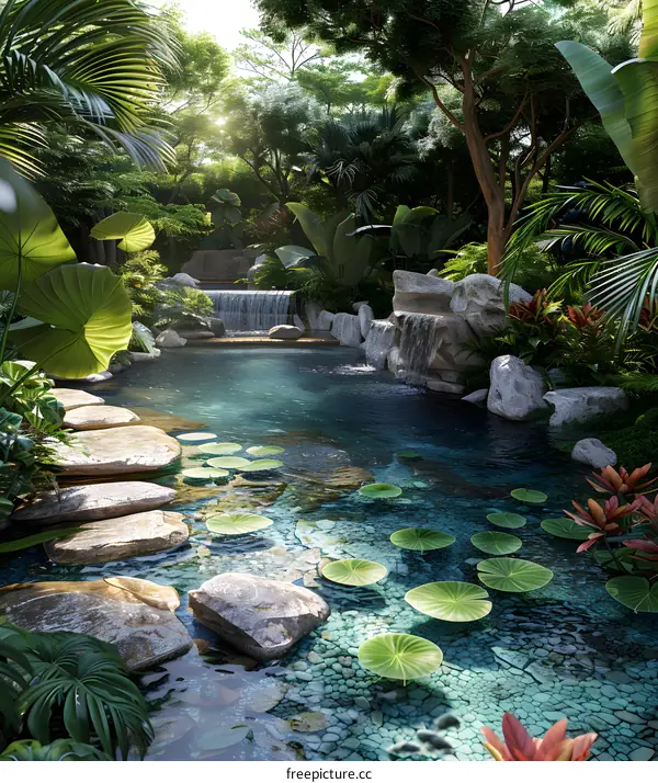 A lush tropical rainforest landscape