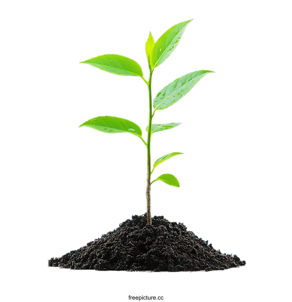 [Transparent Background PNG]Green Plant Growing from Soil on transparent background