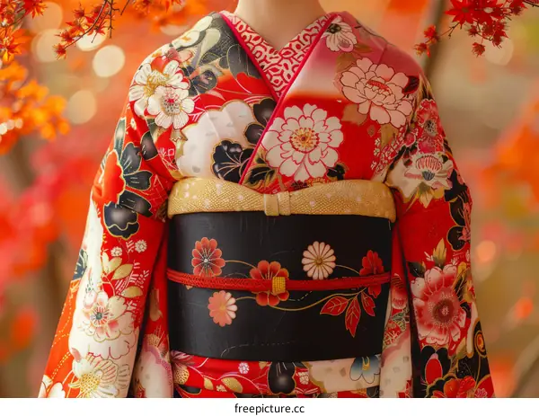 Japanese Kimono with Floral Pattern