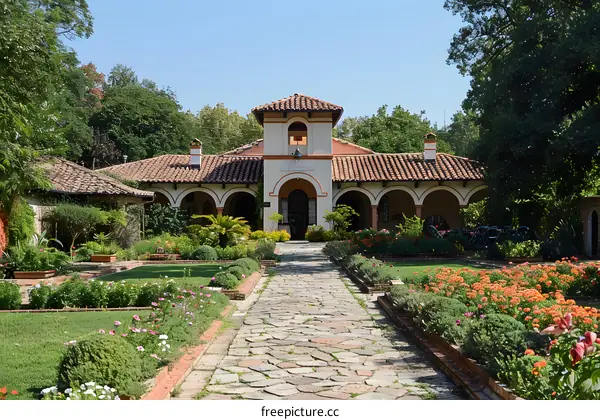 Beautiful Courtyard Garden with Stone Path