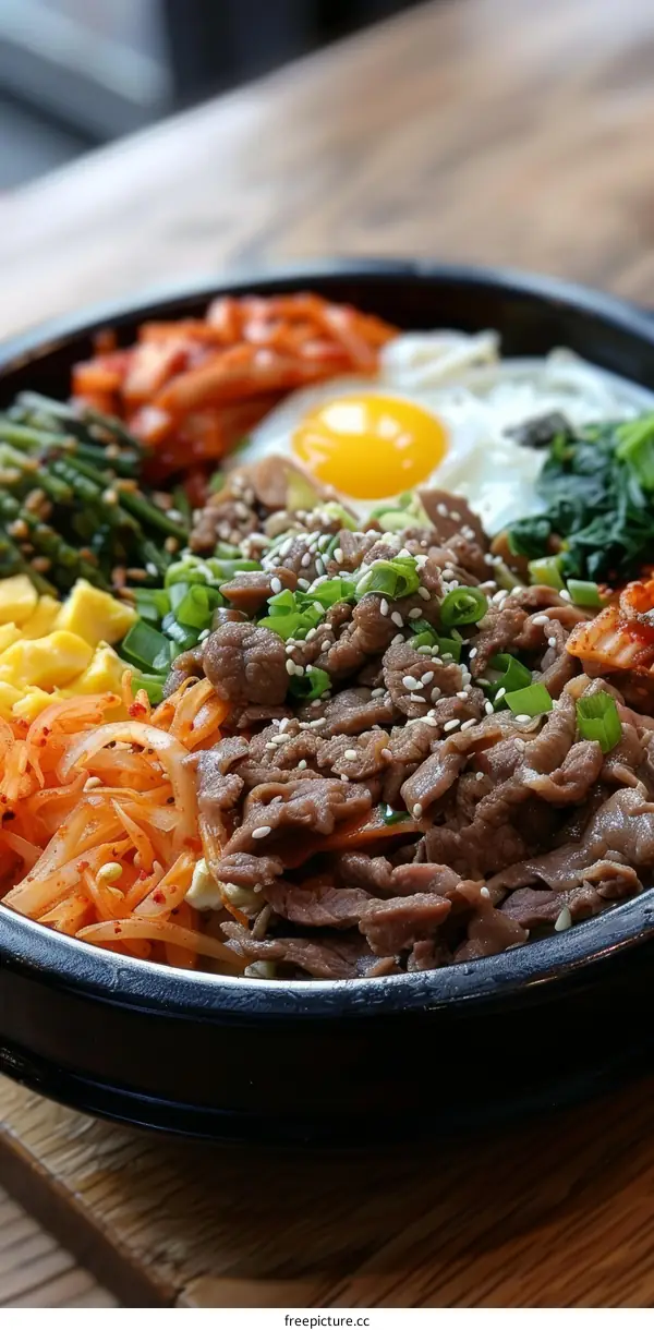 Beef Bibimbap: A Delicious Korean Rice Bowl with Egg and Vegetables