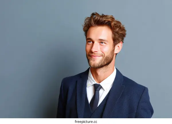 Confident Businessman Portrait Against Gray Background