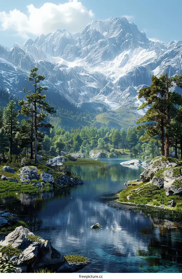 Stunning Mountain Lake surrounded by Lush Trees