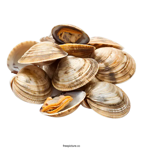 [Transparent Background PNG]Fresh Clams on a White Background