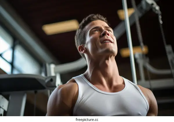 muscular man in white tank top working out in gym