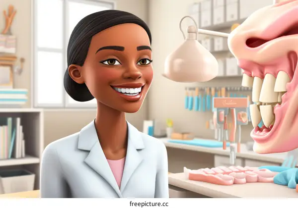 Black female dentist smiling in her office