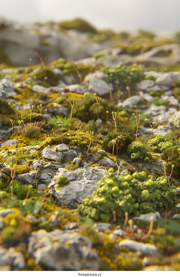 Close Up of Green Moss and Rocks in Nature
