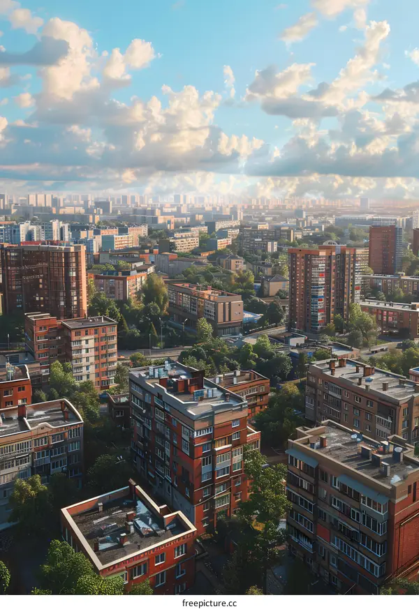 Residential buildings with green courtyard in Moscow