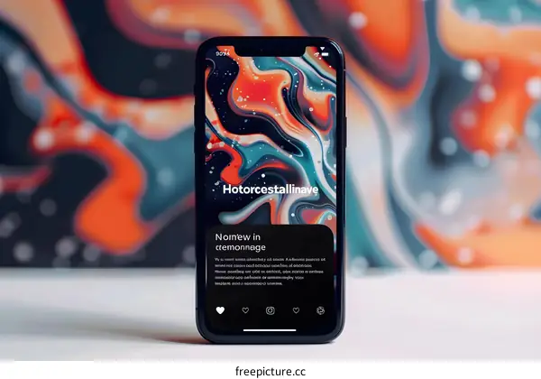 Closeup of a Smartphone with a Colorful Abstract Background