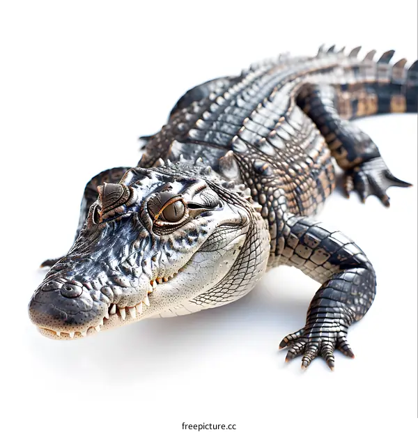 Baby Crocodile Isolated on White Background