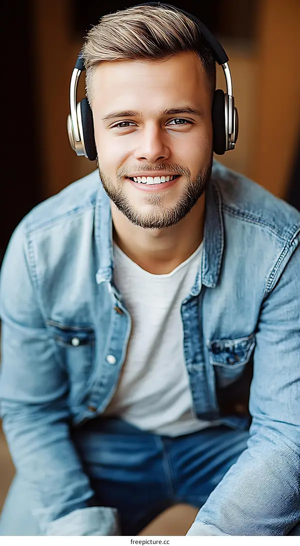 Young Man Wearing Headphones Portrait