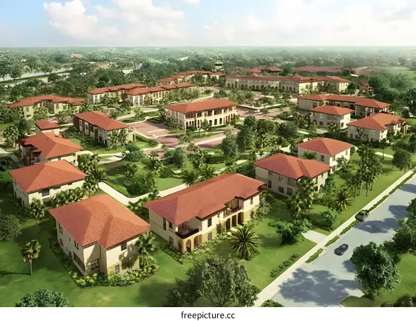 Aerial View of a Residential Community