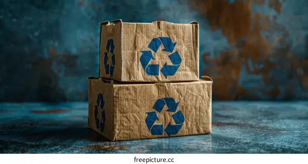 Recycle Symbol on Cardboard Boxes
