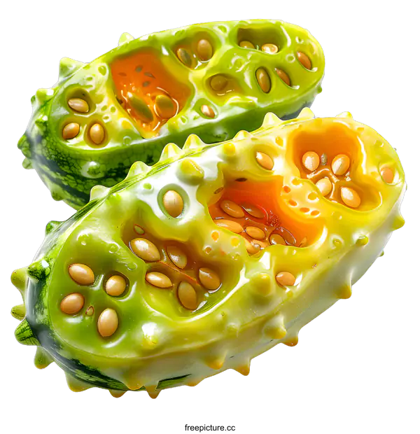 [Transparent Background PNG]A cross section of a horned melon