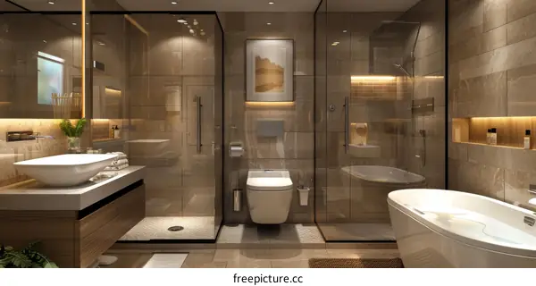 Modern Luxury Bathroom Design with Glass Enclosure