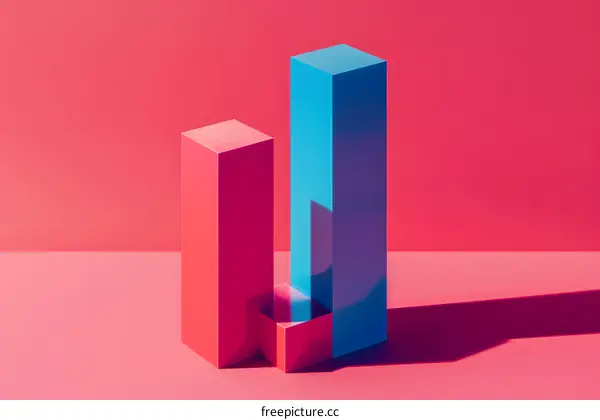 Abstract Geometric Shapes on Pink Background