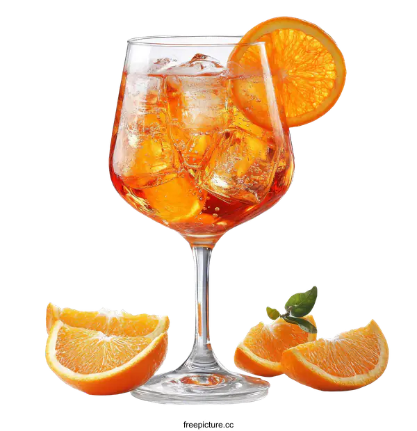 [Transparent Background PNG]Orange Aperol Spritz Cocktail Drink