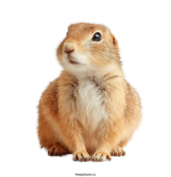 [Transparent Background PNG]Cute Prairie Dog Close-up on White Background