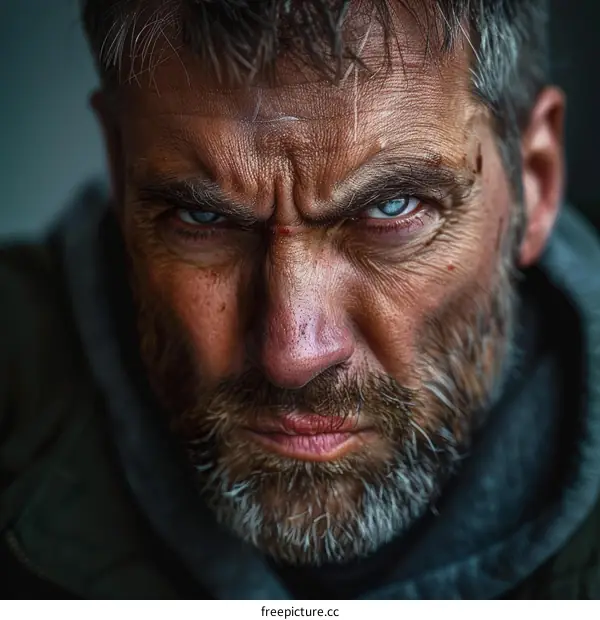 Close-up Portrait of a Determined Man