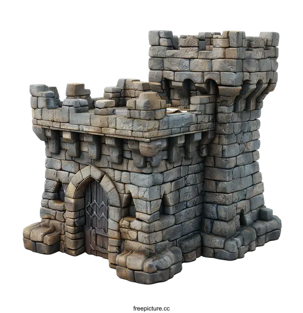 [Transparent Background PNG]A realistic 3D rendering of a stone tower