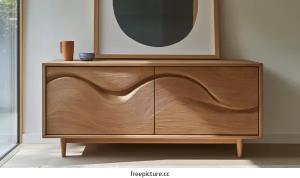 Modern Wooden Cabinet with Wave Design