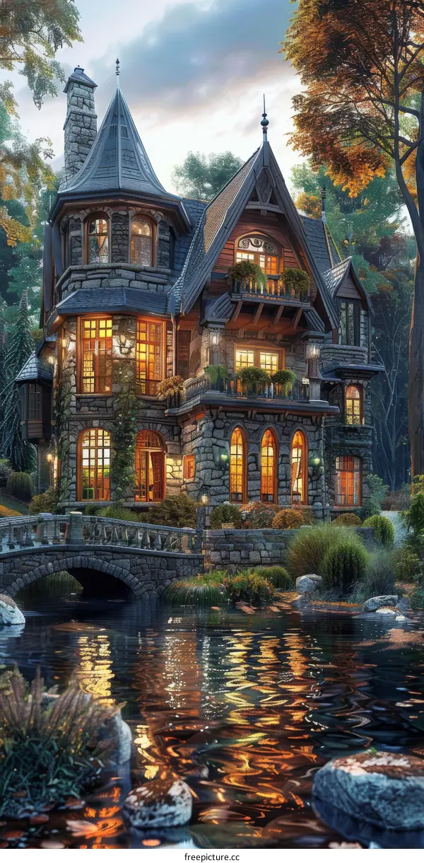 fantasy house by the river